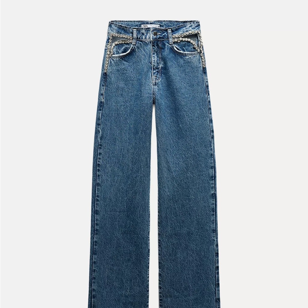 HZ975 Mid Rise Bejeweled Cutout Women's Jeans